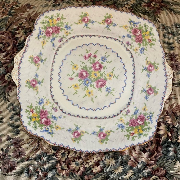 Royal Albert Petit Point Floral Square Salad Plate Crafted In England 9.5” - Picture 2 of 12